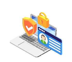 a computer showing card and security