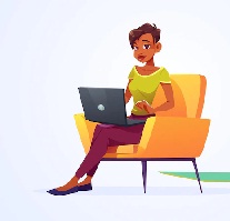 a vector of a girl with laptop