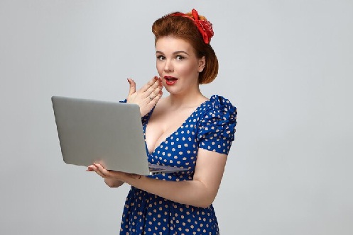 A sexy girl with laptop