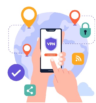 a logo showing VPN services